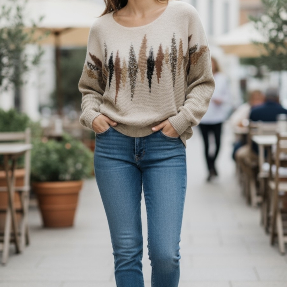 80's Vintage Tucci Angora, Boucle & Gold Patterned Sweater.